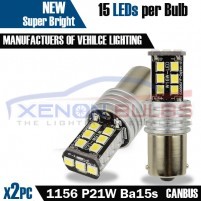 2x 1156 Super Bright White P21W 15 SMD 2835 LED Bulb 12V BA15S 1141 60..